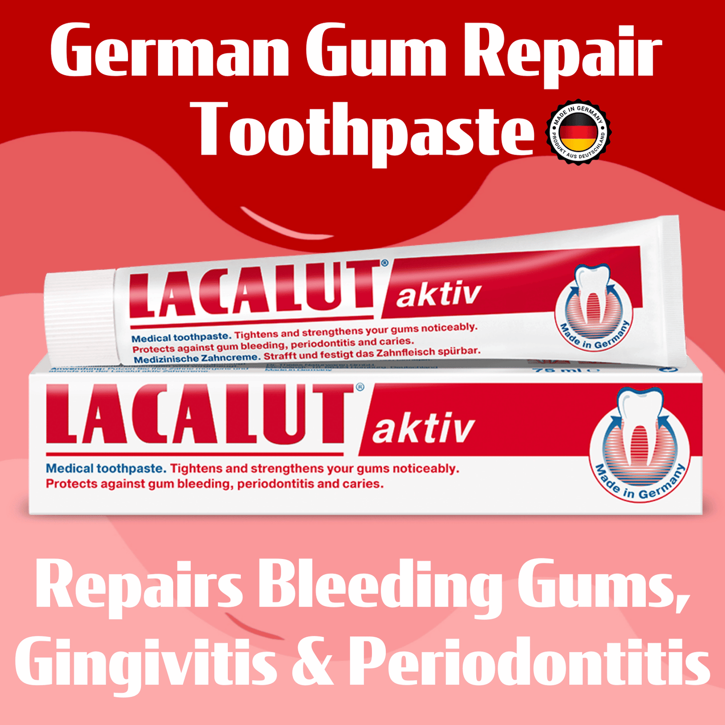 3 x LACALUT® Aktiv 75ml With 1 Bonus Travel Size Tube