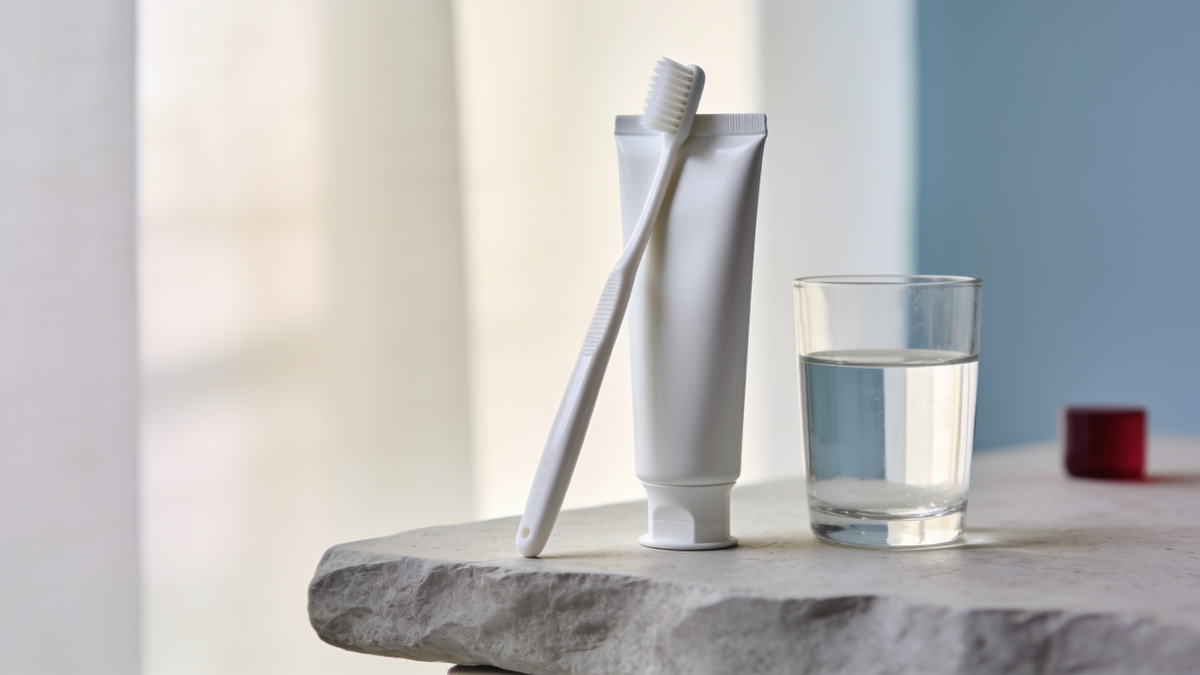 Best toothpaste for receding gums — toothbrush, tube and water