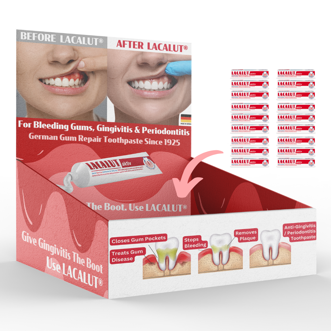 LACALUT® CDU Pack - 40 x 10ml Travel Size Gingivitis Toothpaste For Gum Disease