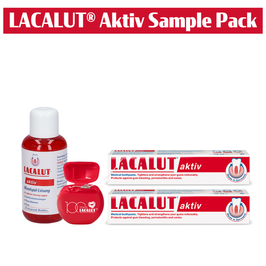 LACALUT® AKTIV Gingivitis Toothpaste, Mouthwash & Dental Floss Sample Pack For Gum Disease