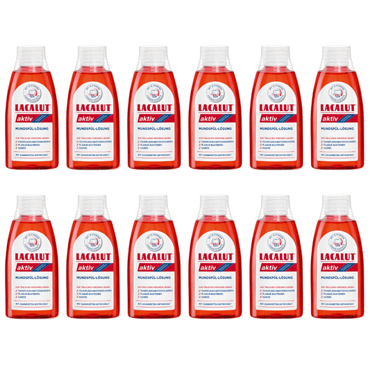 LACALUT® AKTIV Anti-Gingivitis Gum Repair Mouthwash - 12 x Small 50ml Bottles (600ml Total)