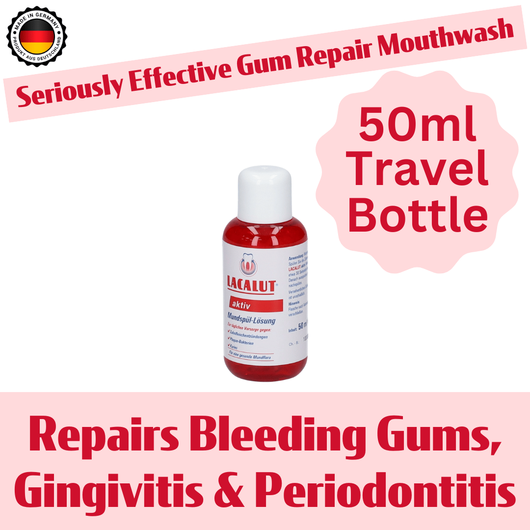 Gingivitis Mouthwash For Gum Disease | Astrigent Effect Stops Bleeding Gums Fast | LACALUT® AKTIV Mouthwash 50ml Bottle