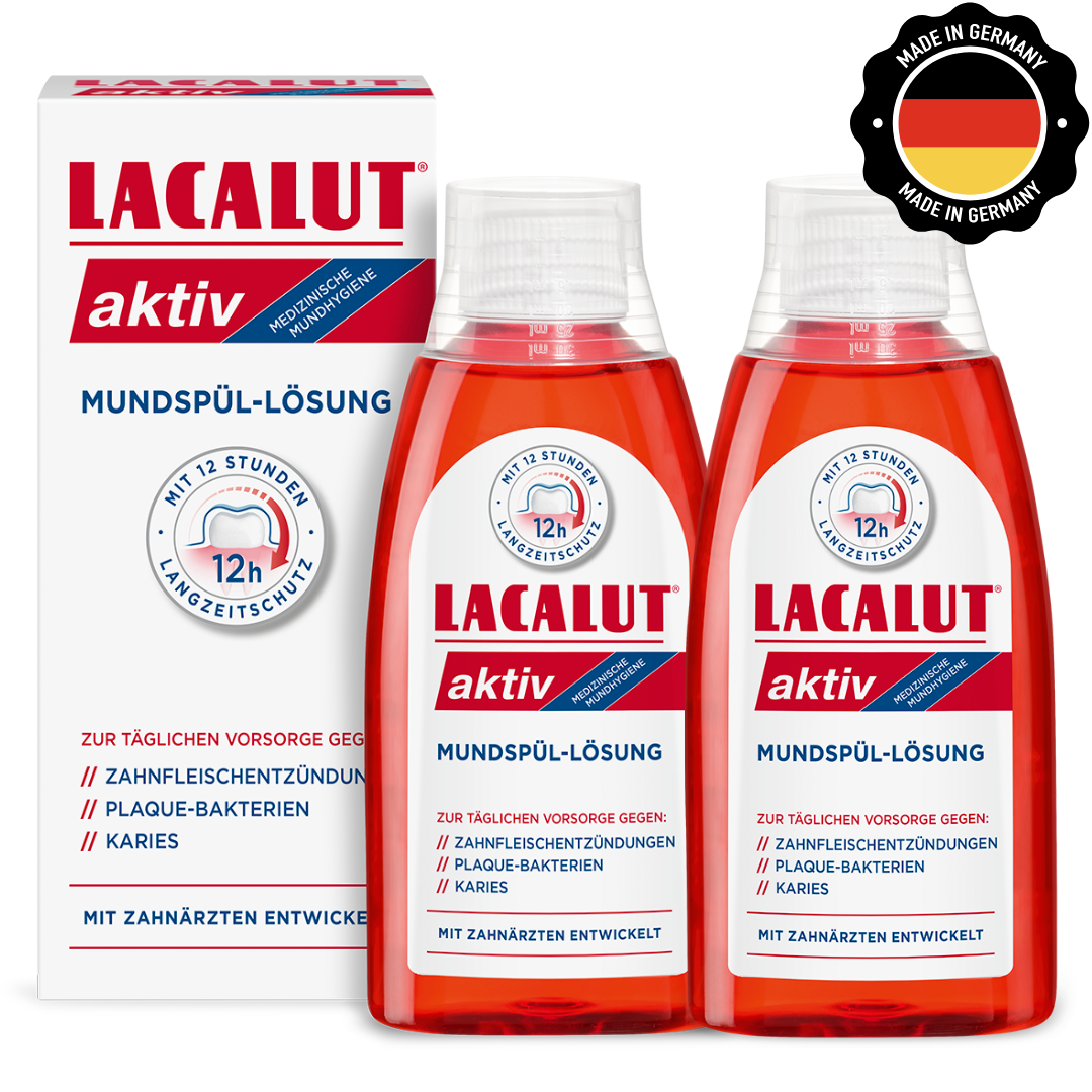 LACALUT® AKTIV Anti-Gingivitis / Gum Repair Mouthwash - 2 x Large 300ml Bottles
