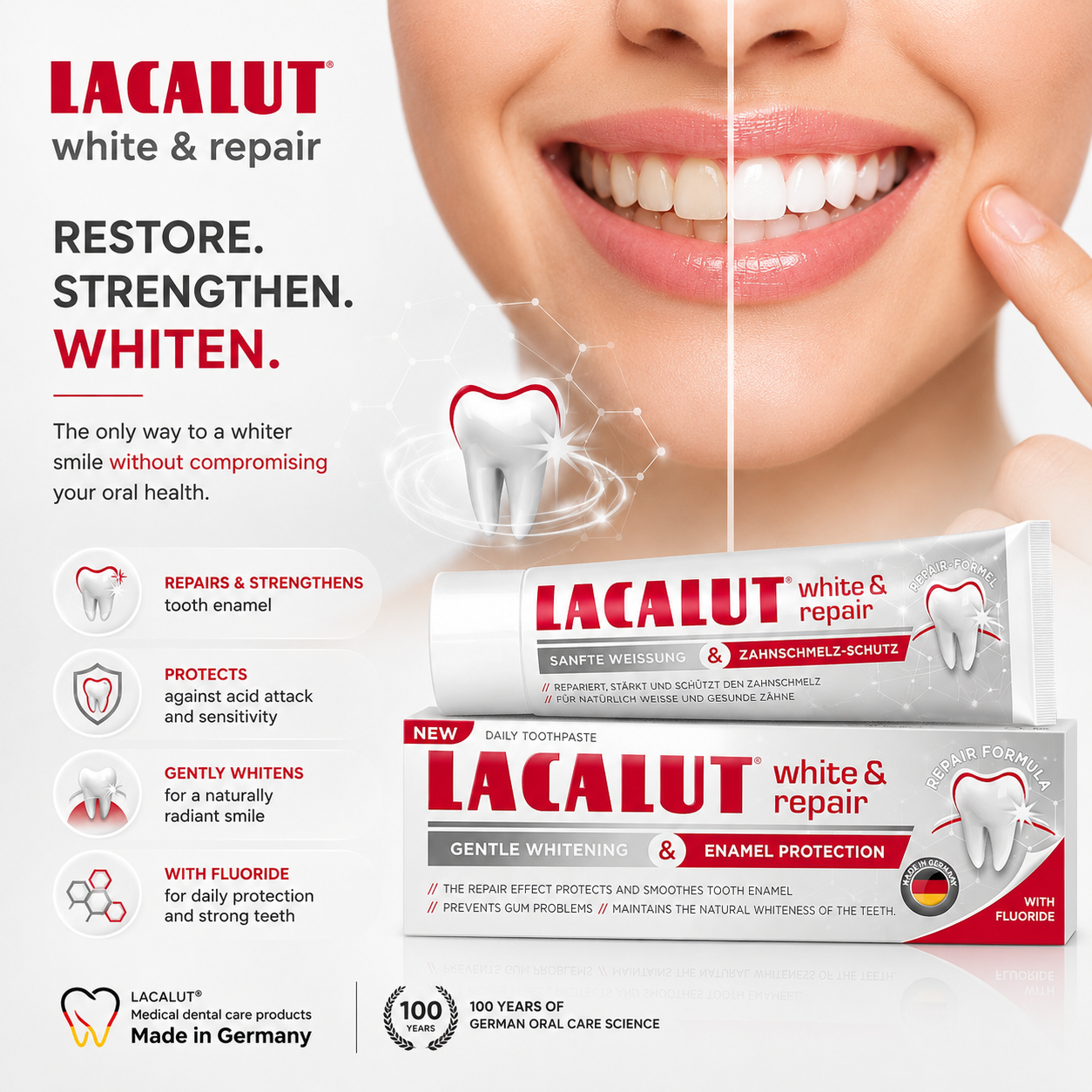 LACALUT WHITE & REPAIR - stains and weak enamel