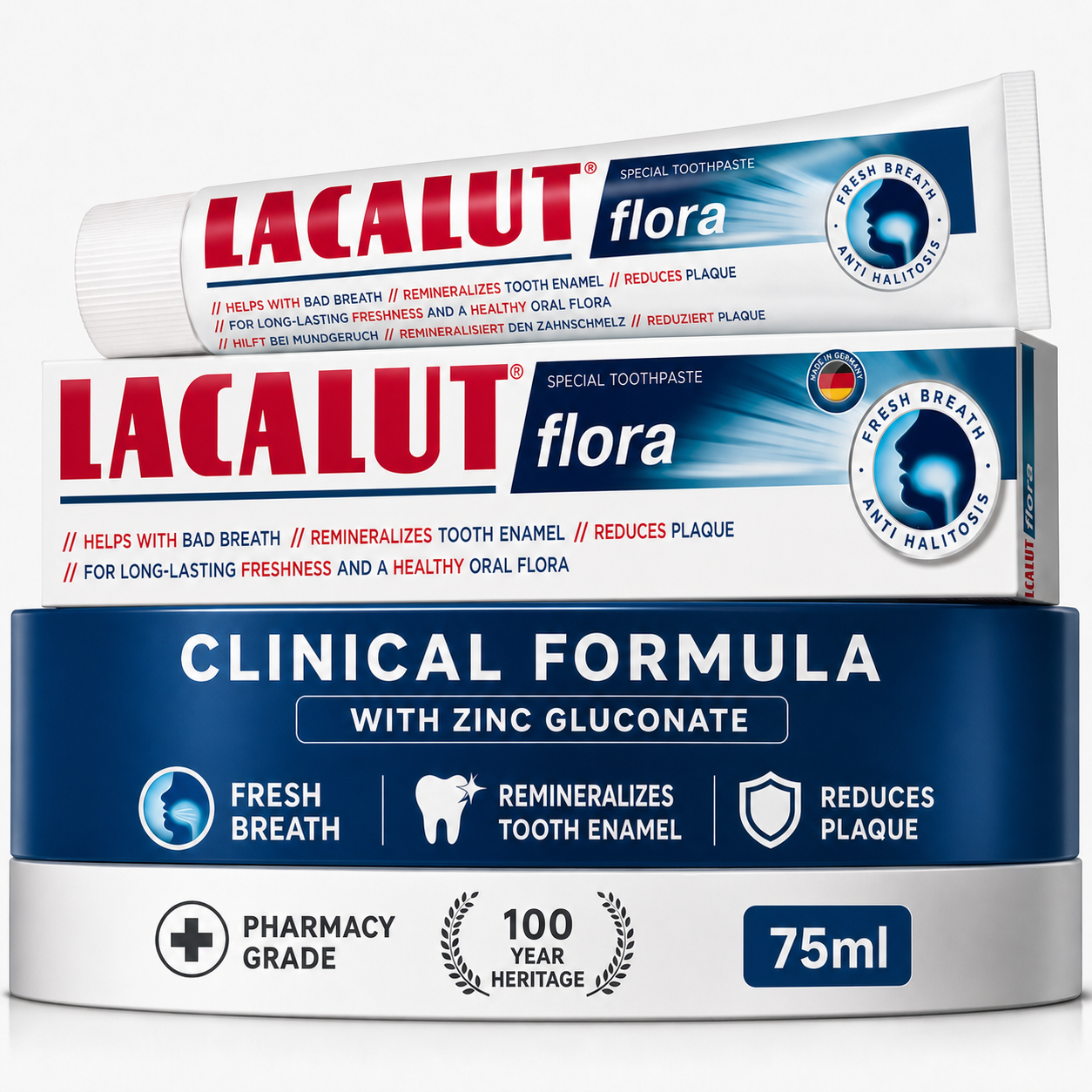 LACALUT® FLORA 75ml — Halitosis Toothpaste For Strong Bad Breath
