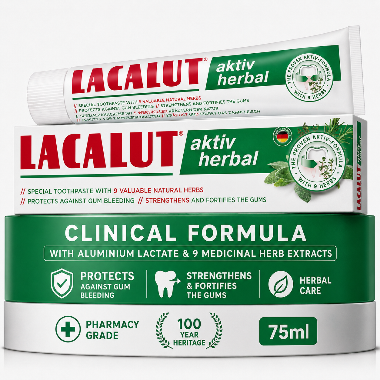 HERBAL Toothpaste For Gum Disease | Aromatherapy Brushing Experience | LACALUT® HERBAL 75ml
