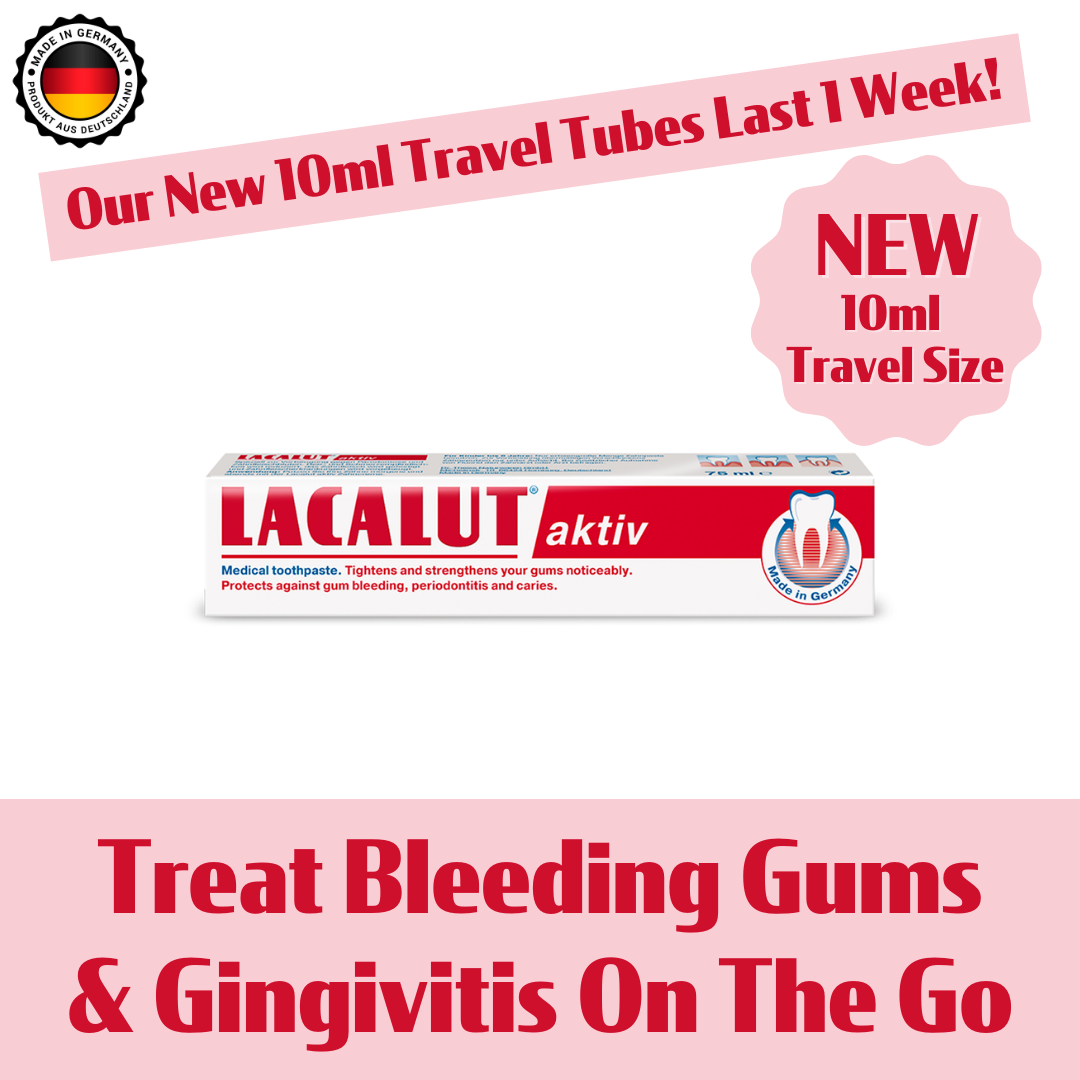 Travel Size Gingivitis Toothpaste For Gum Disease |  Tightens & Strengthens Gums | LACALUT® AKTIV ORIGINAL 10ml