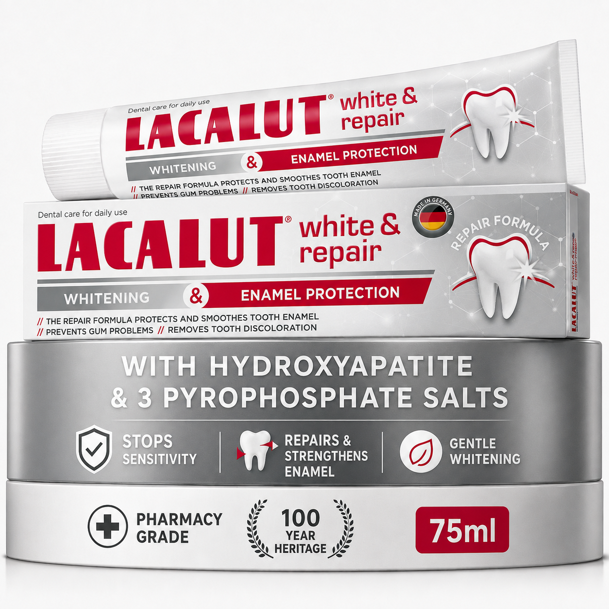 LACALUT® WHITE & REPAIR 75ml — Whitening Toothpaste For Enamel Repair