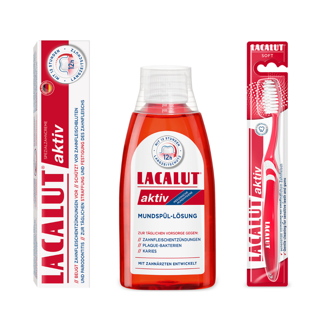 LACALUT AKTIV 3-Part Kit — toothpaste, mouthwash and toothbrush