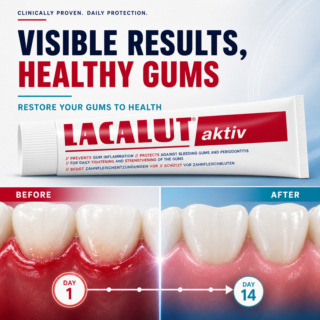Gingivitis Toothpaste For Gum Disease | Tightens & Strengthens Gums | LACALUT® AKTIV 75ml