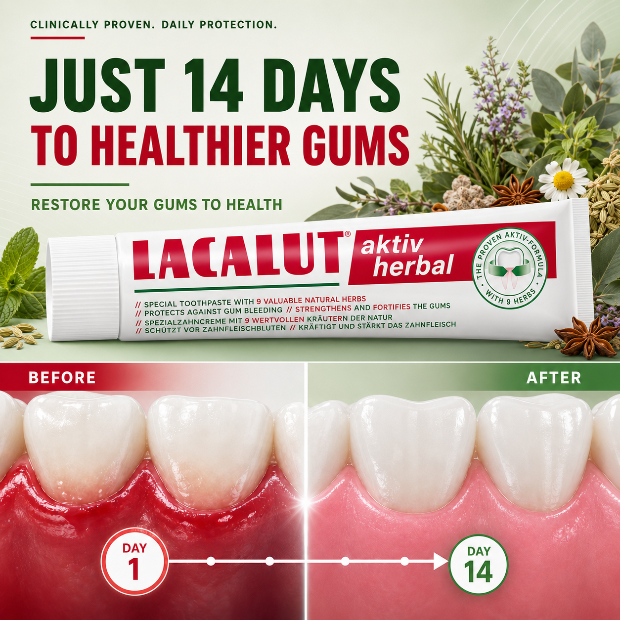 HERBAL Toothpaste For Gum Disease | Aromatherapy Brushing Experience | LACALUT® HERBAL 75ml