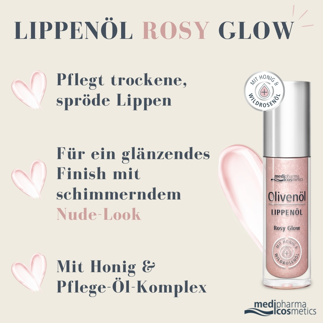Olive Oil Lip Oil Rosy Glow  | Medipharma Cosmetics® 4ml