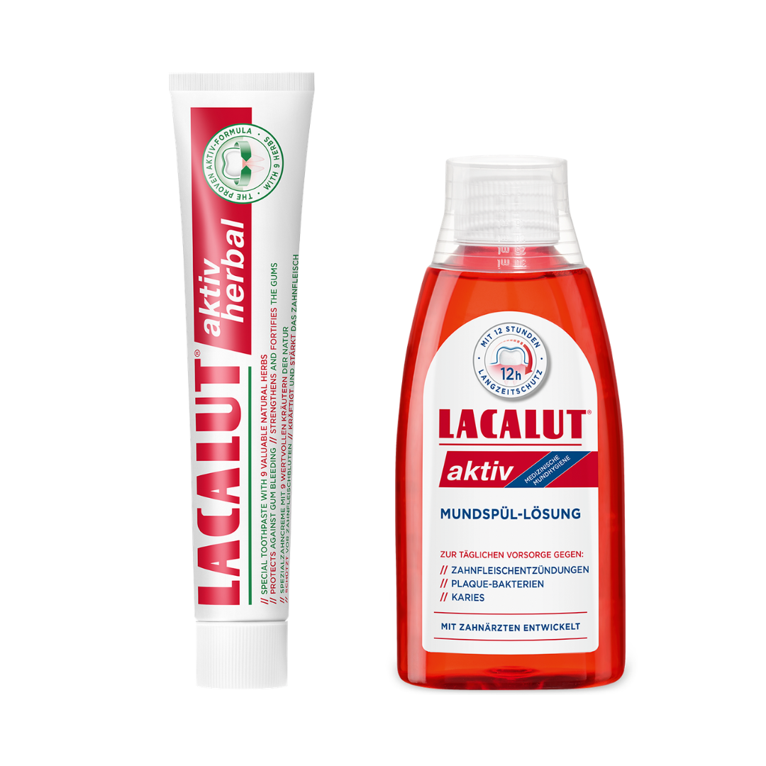 LACALUT AKTIV Herbal 2-Part System — toothpaste and mouthwash