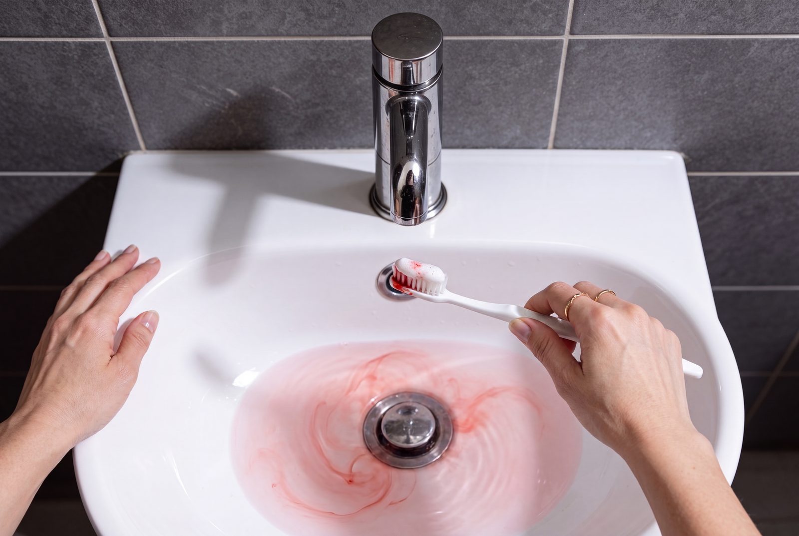 Bleeding gums in the sink after brushing
