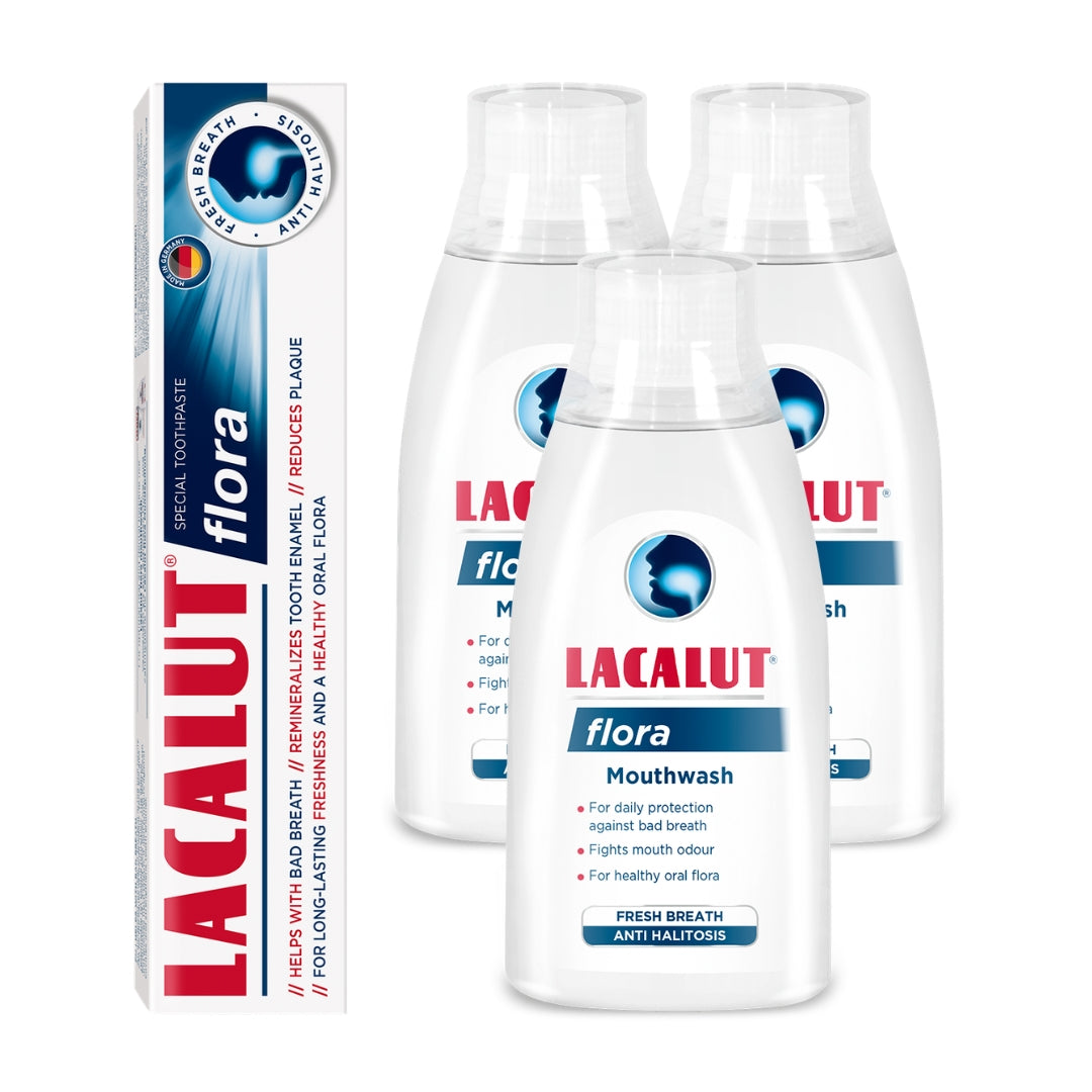LACALUT FLORA 2-Part Kit - Fresh-Breath Toothpaste + Mouthwash