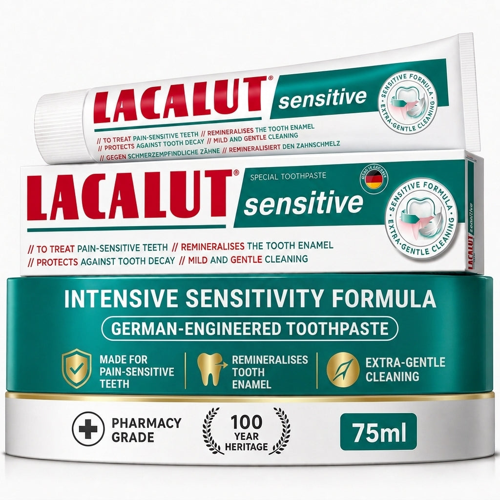 Sensitivity Toothpaste For Sensitive Teeth | Soothes Sharp Pain & Cold Sensitivity | LACALUT® SENSITIVE 75ml
