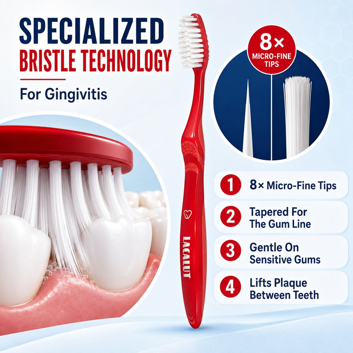 LACALUT AKTIV toothbrush with ultra-fine bristles for gentle gum-line cleaning — view 3