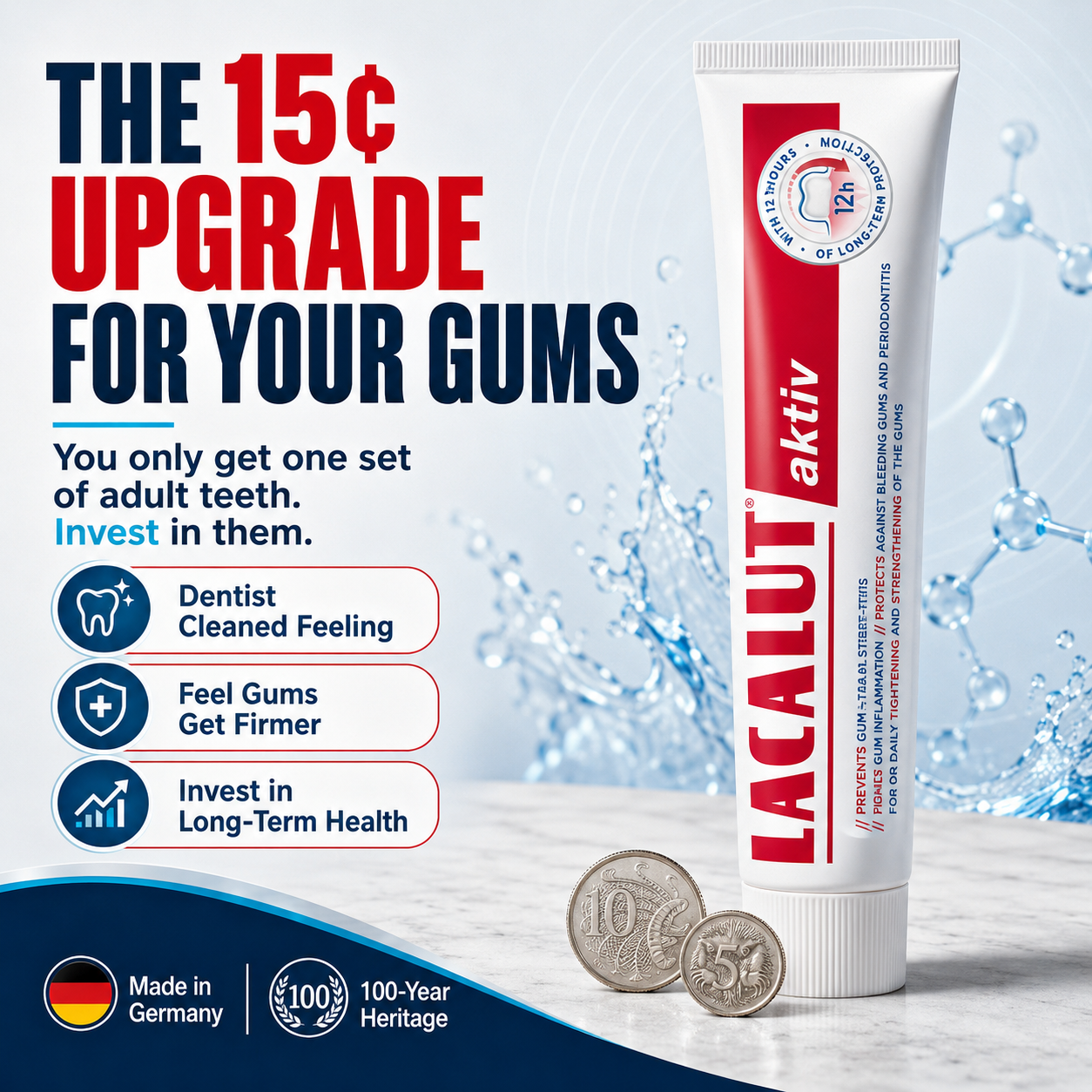 Gingivitis Toothpaste For Gum Disease | Tightens & Strengthens Gums | LACALUT® AKTIV 75ml