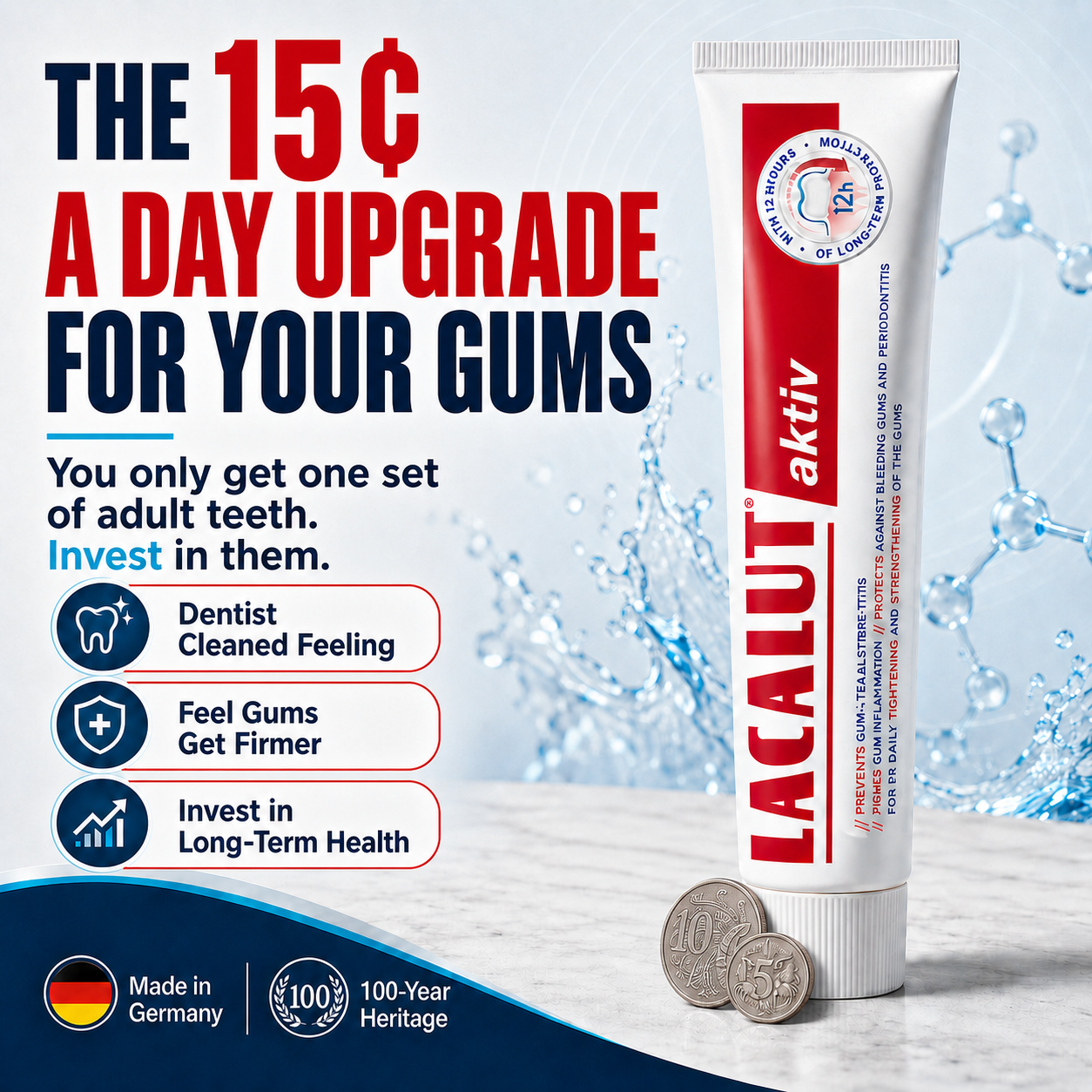 Gingivitis Toothpaste For Gum Disease | Tightens & Strengthens Gums | LACALUT® AKTIV 75ml